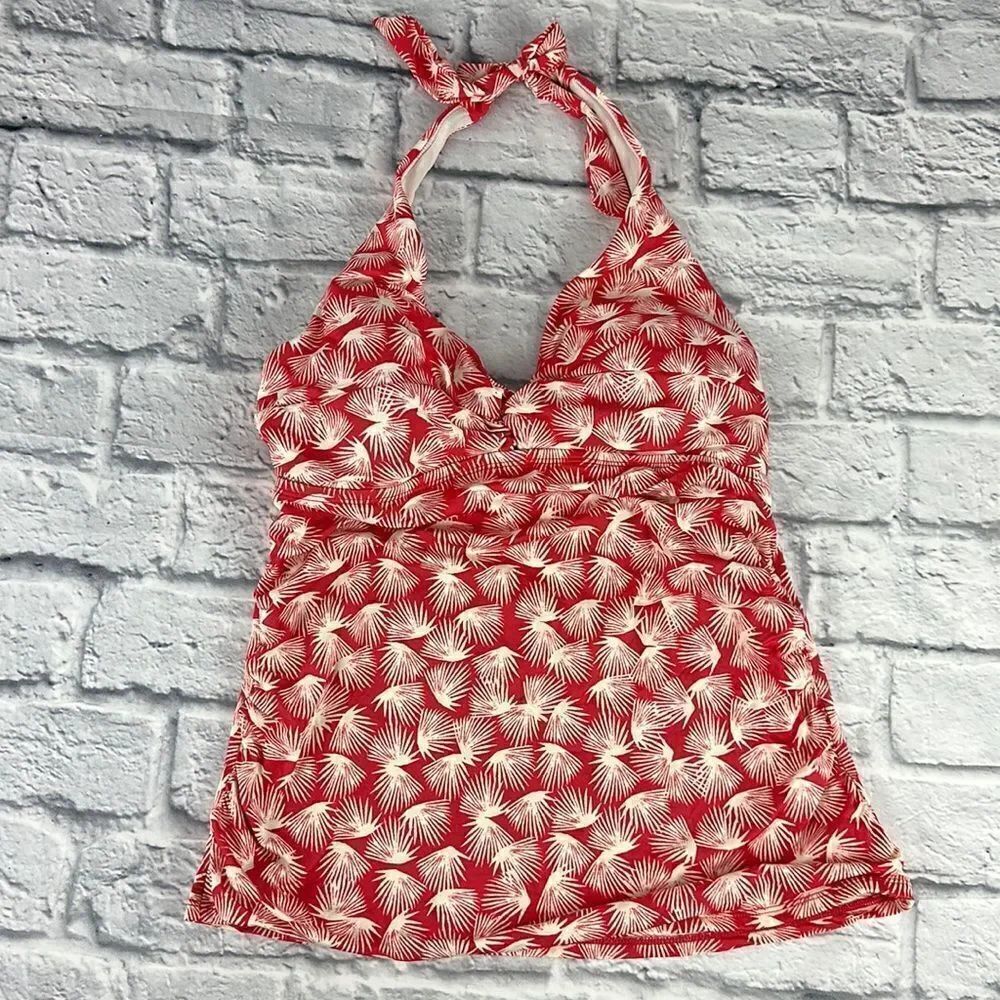 Merona Tie Neck Tankini Red and White Padded Top Size Medium